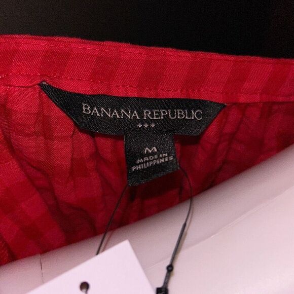 Banana Republic Balloon Sleeve Mini Dress Medium Red Check Gingham - Picture 5 of 9